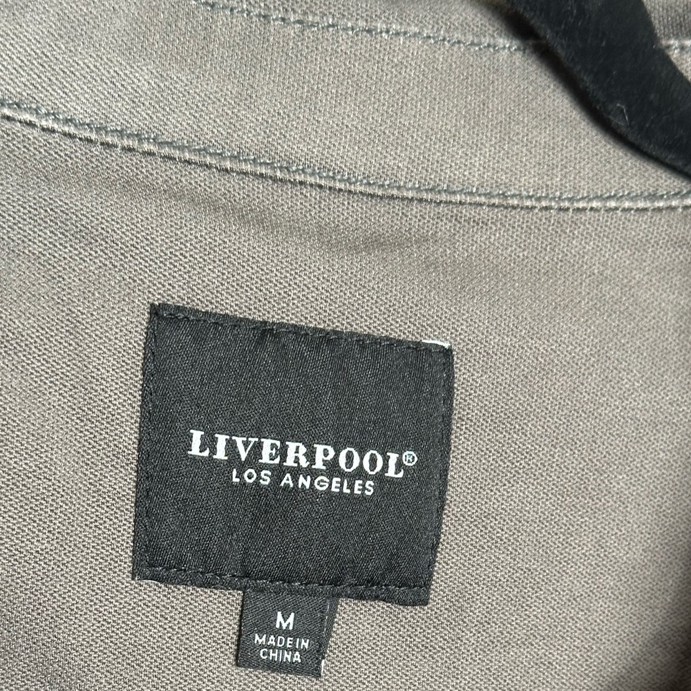Liverpool Ruffle Hem Utility Jacket – “Dark Emerald” Gray Chic - Picture 3 of 10
